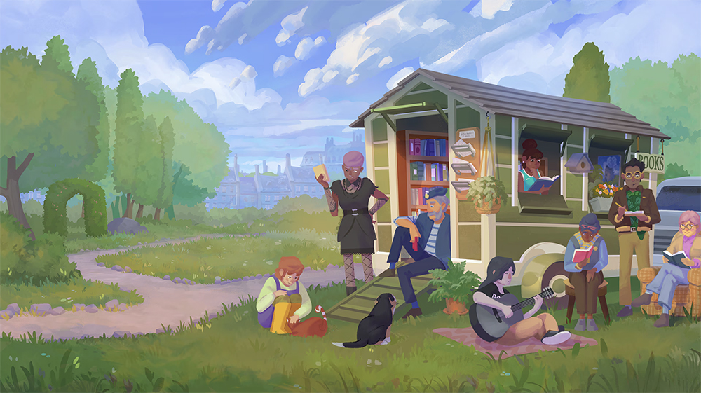 Tiny Bookshop, waarin je een kleine boekenwinkel op wielen runt